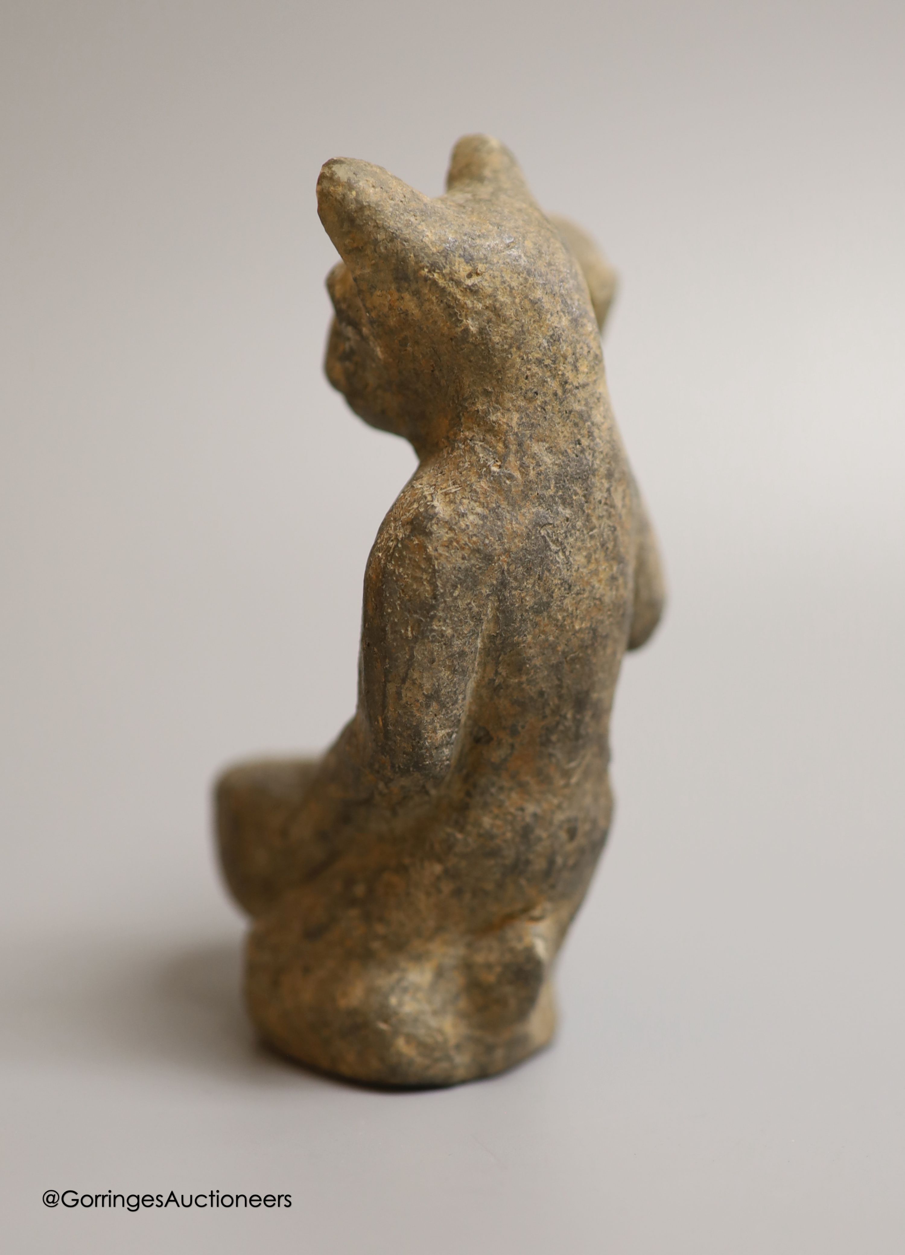 A Chinese Han dynasty style figure of a cat, height 12cm